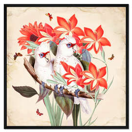 Gerahmter Kunstdruck Exotische Papageien XI