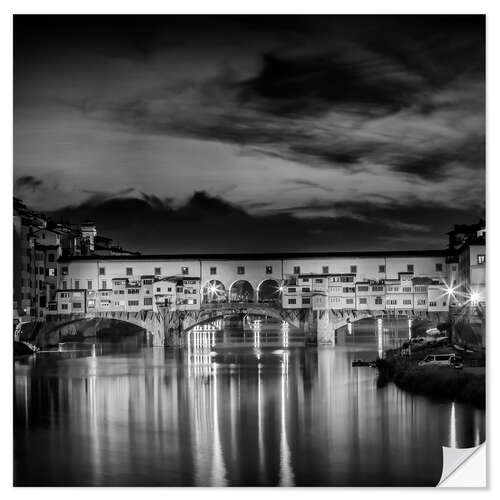 Selvklebende plakat FLORENCE Ponte Vecchio at Sunset