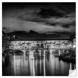 Selvklebende plakat FLORENCE Ponte Vecchio at Sunset