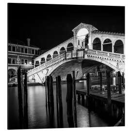 Aluminium print VENICE Rialto Bridge at Night