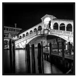 Gerahmter Kunstdruck VENEDIG Rialtobrücke bei Nacht