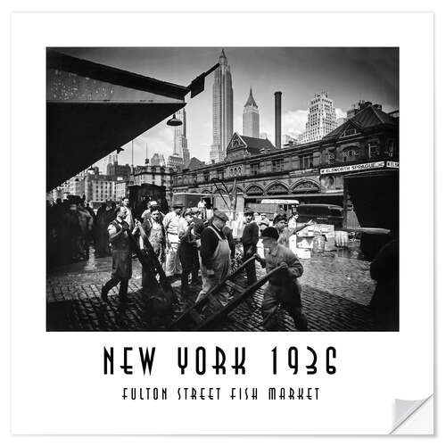 Selvklebende plakat Historic New York - Fulton Street Fish Market