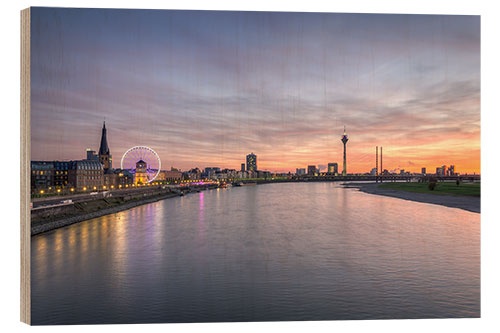 Trätavla Dusseldorf Skyline, Germany