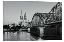 Magnettafel Köln am Abend schwarz-weiß