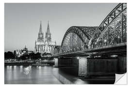 Sticker mural Cologne la nuit, noir et blanc