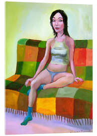 Acrylic print Woman on sofa II