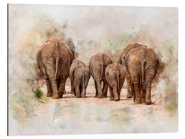 Tableau en aluminium Éléphants dans la savane en Afrique