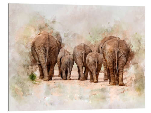 Gallery print Elephants in the savannah in Africa