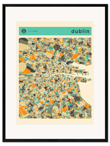 Plakat artystyczny premium w ramie Dublin Map I