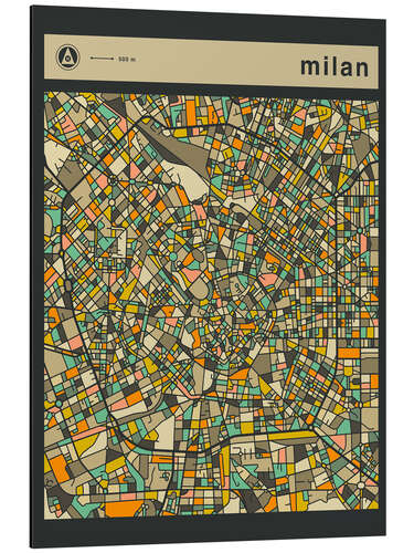 Aluminium print MILAN MAP