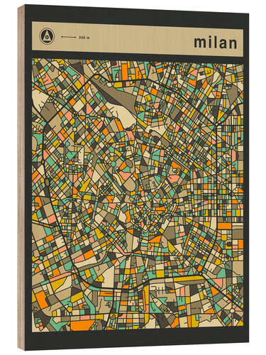 Hout print MILAN MAP