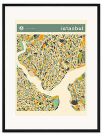Gerahmter Kunstdruck Istanbul Karte Weiß II