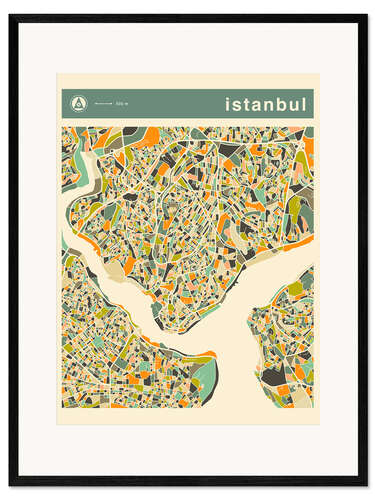 Plakat artystyczny premium w ramie Istanbul Map White II