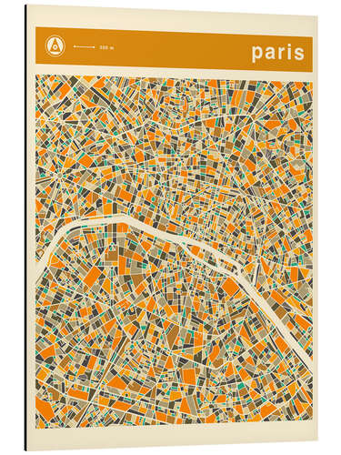 Aluminium print Paris Map