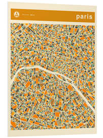 Print på skumplade Paris Map