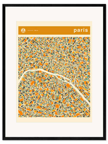 Impresión de arte enmarcada Paris Map