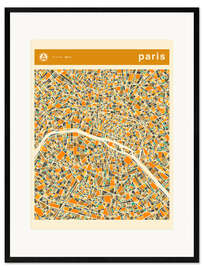 Kunsttryk i ramme Paris Map