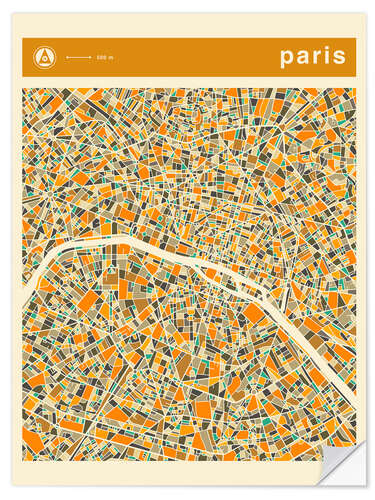 Muursticker Paris Map