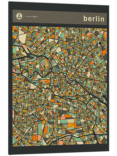 Aluminium print Berlin City Map V