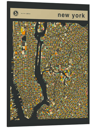 Aluminium print NEW YORK MAP