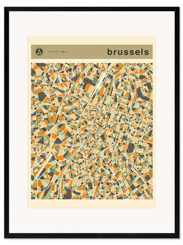Impresión de arte enmarcada BRUSSELS MAP