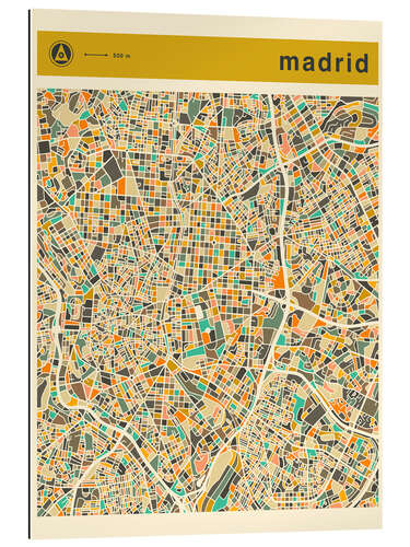 Tableau en plexi-alu Carte de Madrid II