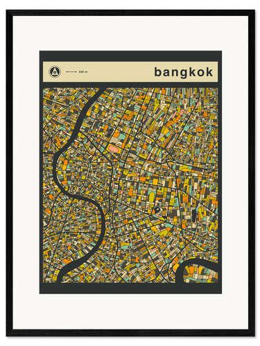 Ingelijste kunstdruk Bangkok Map II