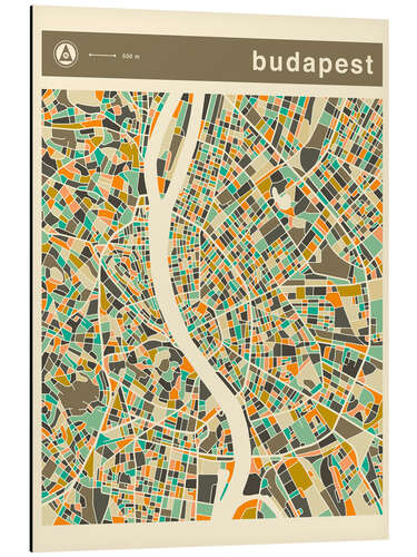 Aluminium print Budapest Map III