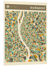 Print på skumplade Budapest Map III