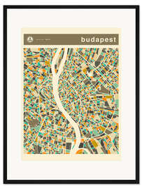 Gerahmter Kunstdruck Budapest Karte III