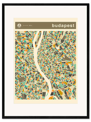 Impression artistique encadrée Carte de Budapest III