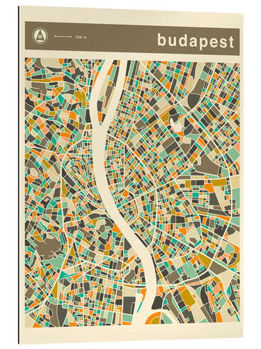 Quadro em plexi-alumínio Budapest Map III