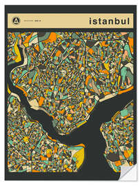 Muursticker Istanbul Map Black II