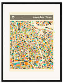 Gerahmter Kunstdruck AMSTERDAM MAP