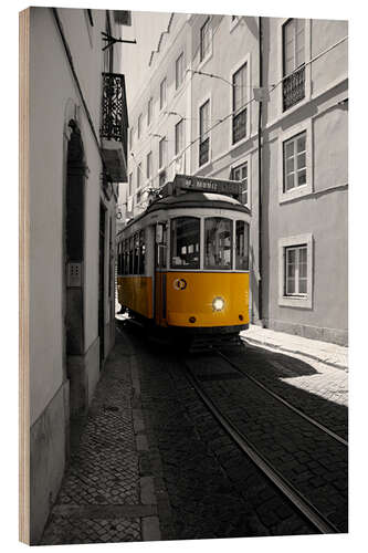 Wood print Lisbon Tram