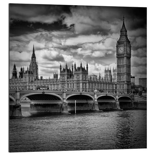 Tableau en aluminium Chambres du Parlement et pont de Westminster à Londres