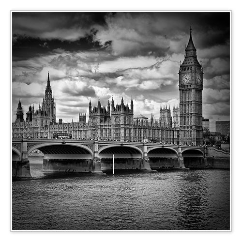 Poster LONDON Houses of Parliament & Westminster Bridge