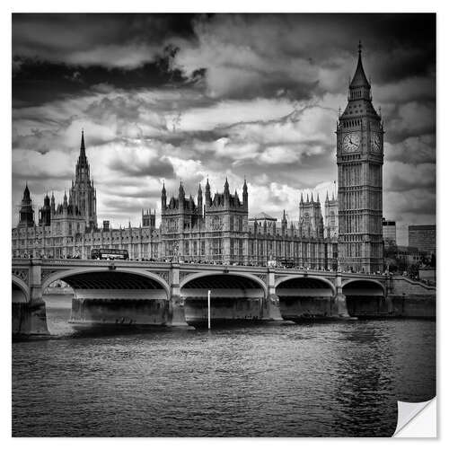 Selvklebende plakat LONDON Houses of Parliament & Westminster Bridge