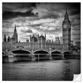 Selvklebende plakat LONDON Houses of Parliament &amp; Westminster Bridge