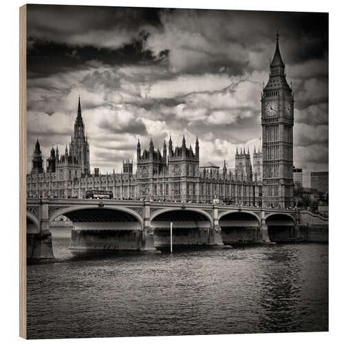 Wood print LONDON Houses of Parliament & Westminster Bridge