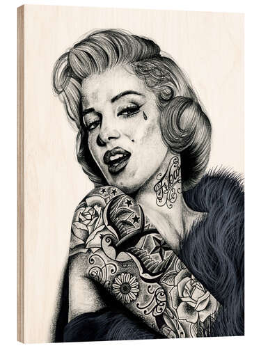 Wood print Marilyn Monroe