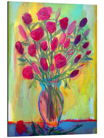 Aluminium print Roses in glass vase