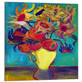 Magnettafel Sonnenblumen vor Türkis