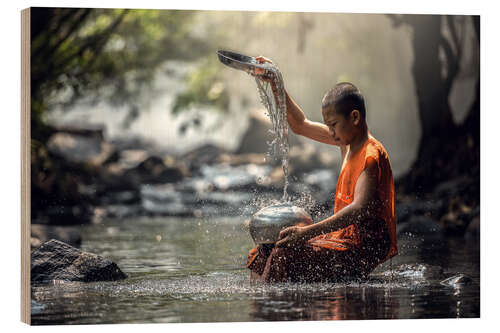 Wood print Monk at the Water