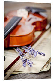 Galleritryk Vintage composition with violin and lavender