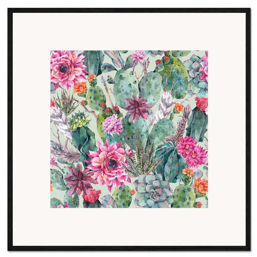 Framed art print Cacti in water color