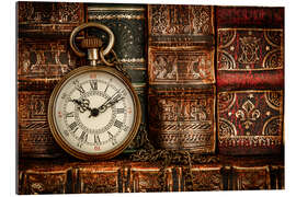 Gallery print Clock in front of books