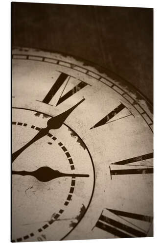 Aluminium print picture of an old vintage clock