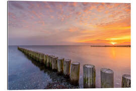 Quadro em plexi-alumínio Sunrise on the sea Baltic Sea Fehmarn