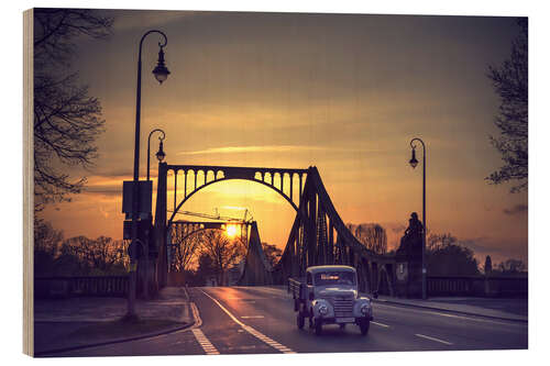 Hout print Glienicke Bridge Berlin Potsdam historically